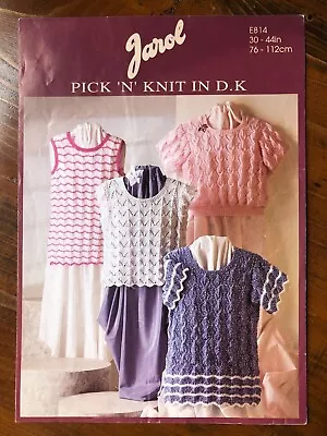 £1.99 • Buy Jarol E814 Knitting Pattern Ladies DK Lace Stripe Tops In Four Designs