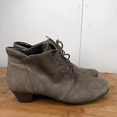 Gabor Boots 7.5 Womens 9.5 Ankle Shoes Gray Brown Leather Lace Up Pumps Career • $29.97