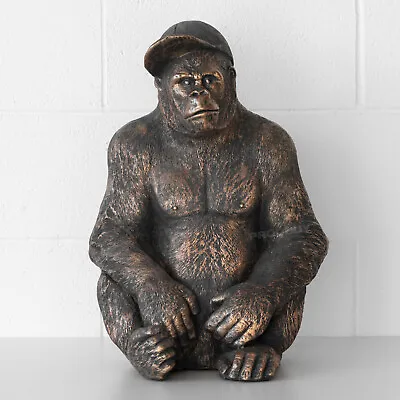 56.5cm Large Gorilla With Cap Hat Ornament Statue Sculpture Figurine Monkey Gift • £100