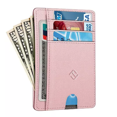 Mens RFID Blocking Leather Slim Wallet Money Credit Card Slots Coin Holder • $7.49