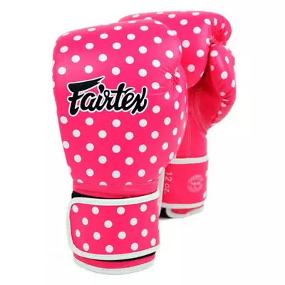 FAIRTEX Boxing Women Gloves BGV14 Vintage Art Pink Polka Dot MuayThai Microfiber • $185.53