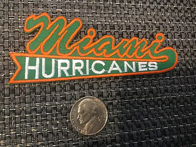 University Of Miami Hurricanes Vintage Embroidered Iron On Patch 4  X 1.5  • $6.59