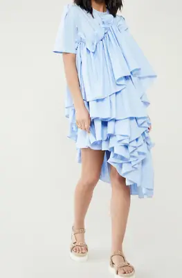 Preen Dress Ruffle Midi / Mini UK XS 8 Thornton Bregazzi Emi  - Light Blue • $161.79