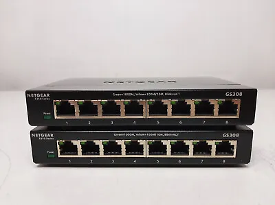 Lot Of (2) NETGEAR GS308 8 Port Gigabit Unmanaged Switch Tested - No AC Adapter • $29.99