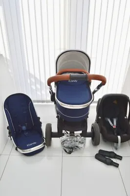£359.99 • Buy Icandy Peach Royal Blue Pram Pushchair Carrycot & Maxi Cosi Pebble Car Seat