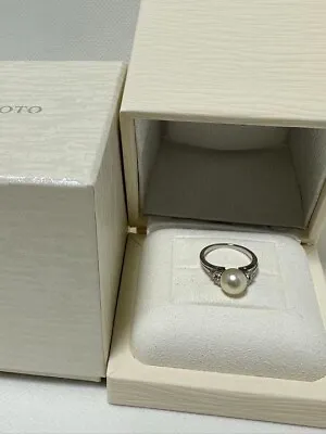 MIKIMOTO Pt950 About 8mm Akoya Pearl & Diamond Ring Japanese 7.5 Authentic Used • £888.94