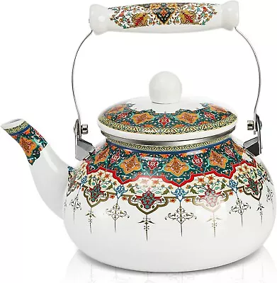 ZOOFOX Ceramic Enamel Tea Kettle 2.6 Quart Large Floral Colorful Teapot • $22.99