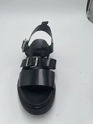 Asos Gladiator Sandals Black Leather Straps Flatform Open Toe Heel Men Size 7 • $25