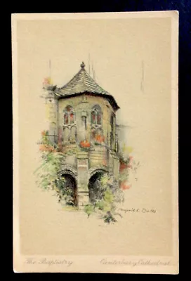 Postcard Artist Signed Marjorie C Bates The Baptistry Canterbury Cathedral • $4.99