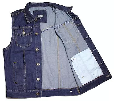 Men's Denim Biker Motorcycle Vest Jacket Dk.blue . • $25.99