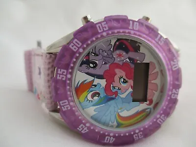 My Little Pony Digital Wristwatch Purple Hook & Loop Band Silver Tone • $29