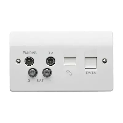 MK K3565DAB Multimedia Socket DAB WHI 2G TV FM DAB SAT Coaxial BT Quadplexer • £7.99