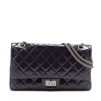 Chanel 2.55 Patent Leather Double Flap Double Chain Bag Purple SilverMetal No. 1 • $1837.40