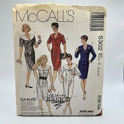 Mccalls 5302 Misses' Size 10-14 Dresses W/ Collar Sewing Pattern Vintage • $9.99