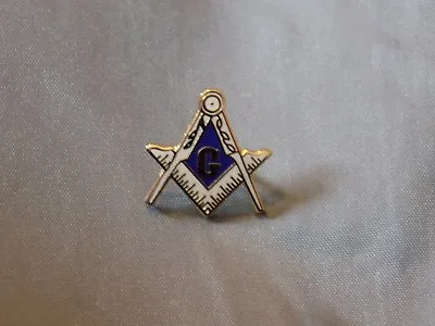 Master Mason Lapel Tac Pin Cut Out Square Compass White Blue Fraternity  NEW! • $7.95