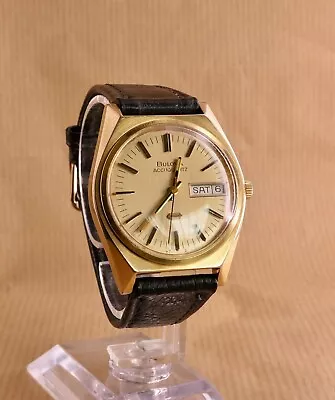 Vintage Bulova Accuquartz Gold Plated Wristwatch Tuning Fork Cal.2242 • £145
