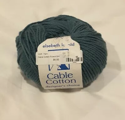 New 1 Ball ELSEBETH LAVOLD 100% Cotton Forest Green Yarn US #7 Needles 50g NWT • $9.99