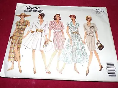 🌸 Vogue Basic Design #2902-ladies (5 Style-2 Length) Wrap Dress Pattern 8-12 Ff • $9.99
