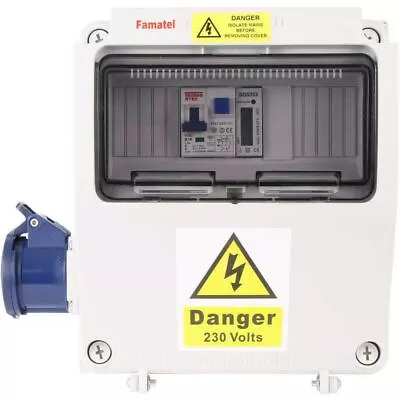 Famatel Caravan Campsite Electric Hook Up Unit 1 Way 32A Socket + Meter CAV1/32M • £145.80