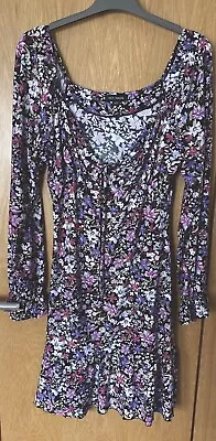 Pretty Size 12 Flowery Dress By Qed London Long Sleeved Mini • £2.50