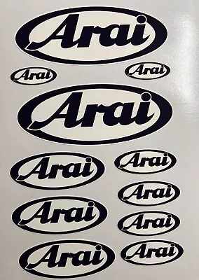 ARAI LOGO MOTORCYCLE /HELMET STICKERS  11 Pieces 4 Sizes 10cm-6cm-4cm And 3cm • £6