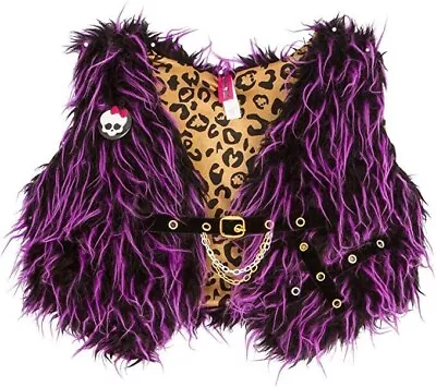 Monster High Fangtastic Fur Vest W/chain & Button Pink Black New Child Med 8-10 • $9.60