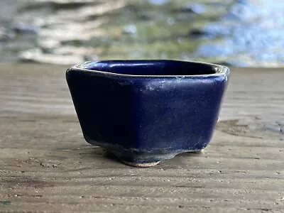 Vintage Japanese Shohin Mame Bonsai Pot By HUSOU 2.75   - Dark Blue • $65