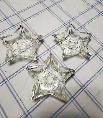 Five Point Star Shaped Clear Glass Vintage Candle Holders Set Of 2 • $12