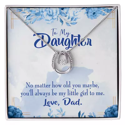 To My Daughter Daddy's Little Girl Lucky Horseshoe Necklace Message Card 14k W  • $54.95