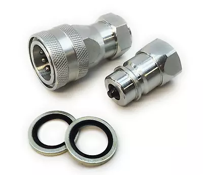 £14.50 • Buy Hydraulic 1/2  BSP ISO A Quick Release Coupling SET Complete With Dowty Washers