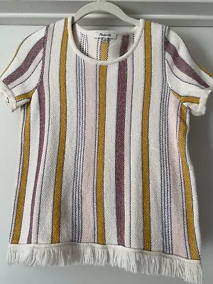 Madewell Blakley Stripe Sweater Tee Top Boho Fringe Women’s XS • $19.99