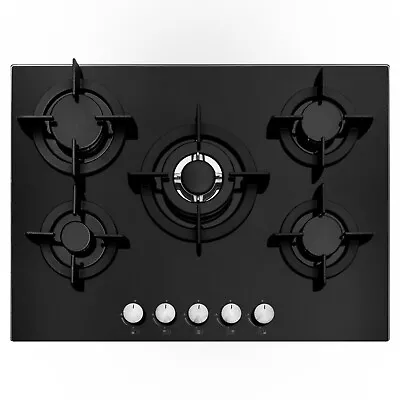 £159.99 • Buy Cookology GGH705BK 70cm Gas-on-Glass Hob In Black With Cast Iron Pan Supports