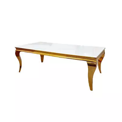 London Gold Coffee Table 130cm | Stylish Marble/Glass/Stone Top | 6 Colours • £289