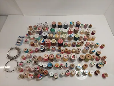 Huge Lot Of 120 Vintage Wooden Sewing Thread Spools Cotton Silk Talon Coats Star • $59.97