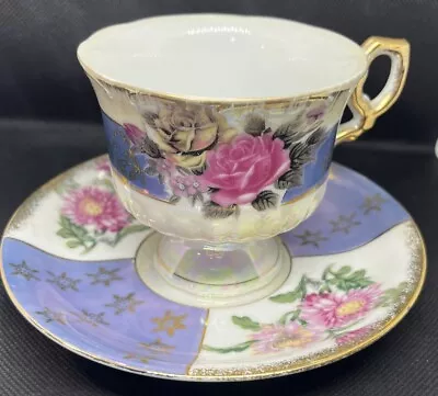 Vintage Pink Flowers Gold Trim Tea Cup & Saucer E-3007 Marked • $15