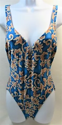 Swimsuit Via Marina One-Piece Women's Size 10 Blue Vintage  • $12.99