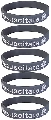 5 Pack Gray - DO NOT RESUSCITATE Silicone Medical Alert Bracelets Safety • $12.95