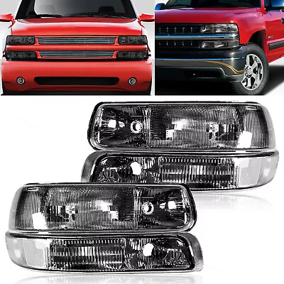 Headlights W/ Bumper Light Fit For 99-02 Chevy Silverado 00-06 Tahoe Suburban • $56.67