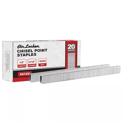 20 Gauge 3/8-Inch Length 3/16-Inch Crown Chisel Point Staples - 5000 / Pack • $18.79