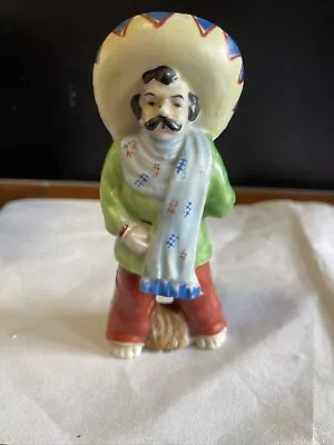 Vintage Occupied Japan Porcelain Mexican Man & Hat Figurine Scarf Mustache • $24.99