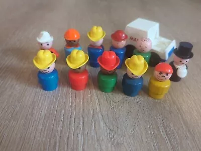 Fisher Price VINTAGE Play Family LITTLE PEOPLE 11 FIGURE Mail Truck LOT  *CQ • $24.99