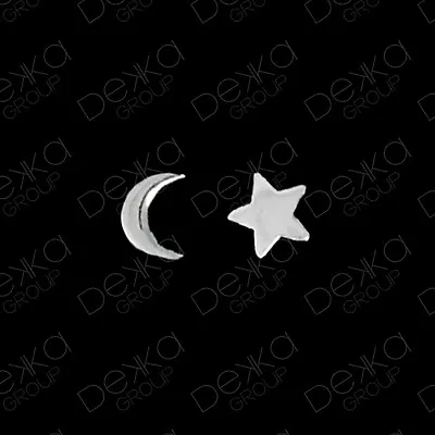 925 Sterling Silver Star & Moon Crescent Stud Earrings Girls Children Women Men • $5.46