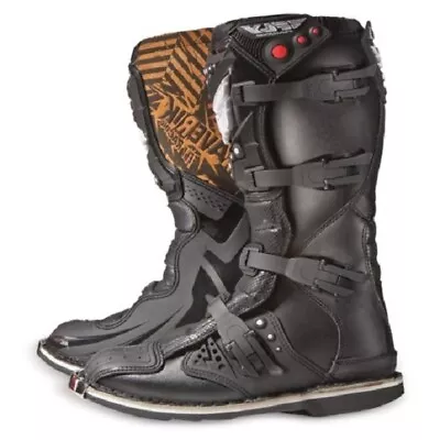 FLY RACING MAVERIK MX BOOTS BLACK SZ Mini Y12 #364-56098 • $89.99