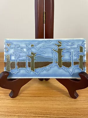 Motawi Tileworks Blue Landscape Tile Art Pottery 4X8 Trail Glaze Test Tile Rare • $229.99