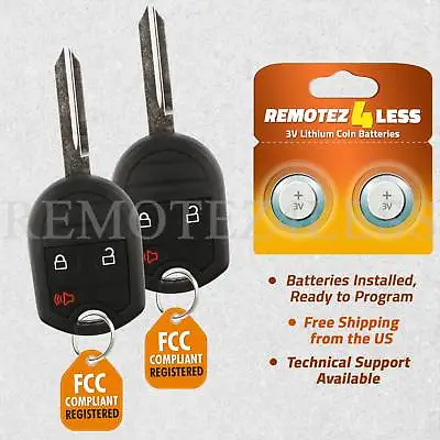 $18.95 • Buy 2 New Uncut Remote Head Ignition Key Keyless Entry Combo Car Fob For Ford