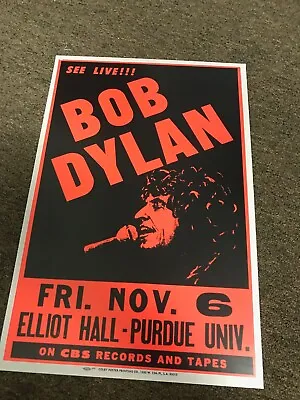 Bob Dylan 1981 Purdue University Cardstock Concert Promo Poster  12 X18  • $8.99