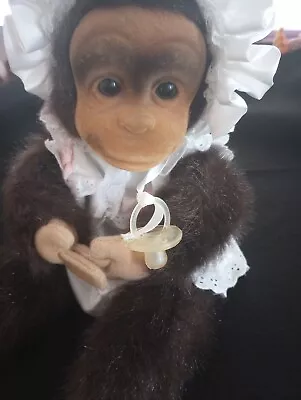 Vintage Hosung Monkey Chimp Plush Hand Puppet With Pacifier • $34.55