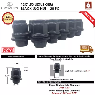 20pc 12x1.5 Lexus Gs200t/gs300/gs350/gs400/gs430 Black Lug Nut Fit Stock Hweel • $19.99