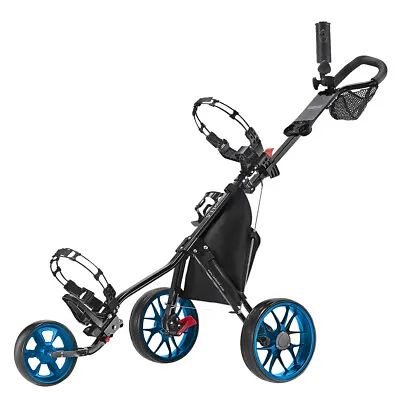 CaddyTek 11.5 V3 SuperLite Deluxe 3 Wheel Golf Buggy / Push Cart - Blue • $160.55