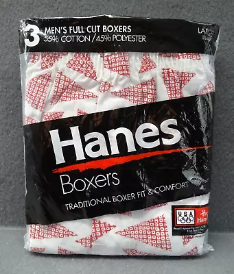 NEW Hanes 3-Pack L 38-40 1994 Traditional Full Cut Boxer Fit Comfort Short 432B • $39.98